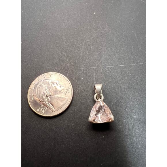 Vintage dead stock Morganite trillium gemstone sterling silver pendant 2.39 gram - Picture 2 of 11